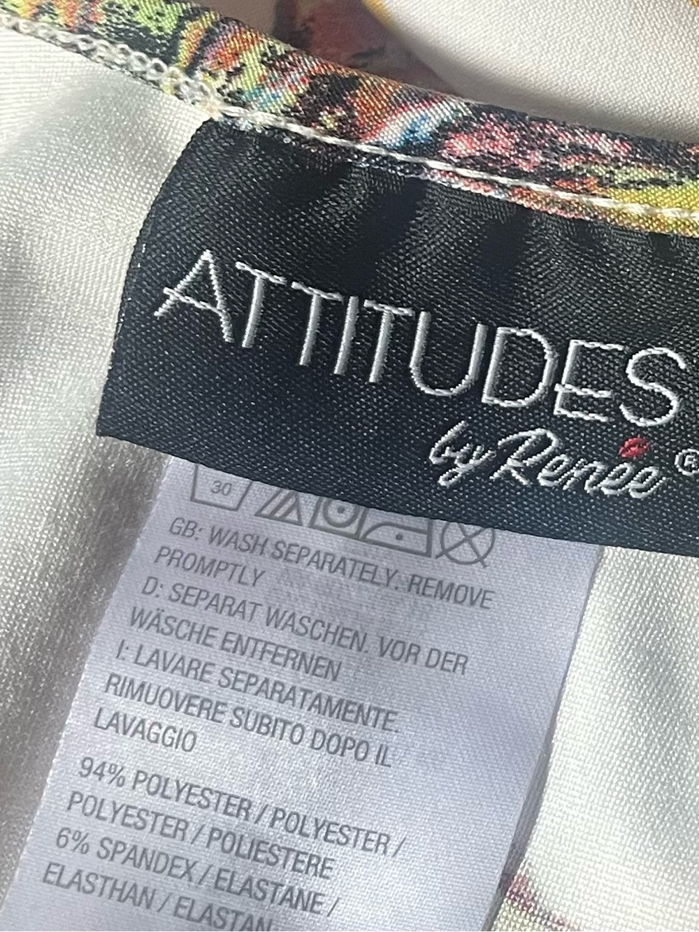 Attitudes by Renee White Maxi culotte Dress with Green and Pink Leaf Print - Picture 4 of 6